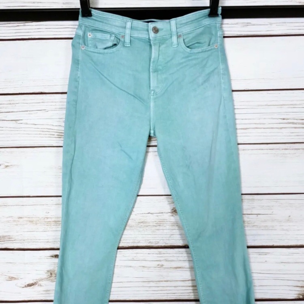 Gap Factory Skinny Leg Stretch high rise denim legging Jeans 10/30R mint green